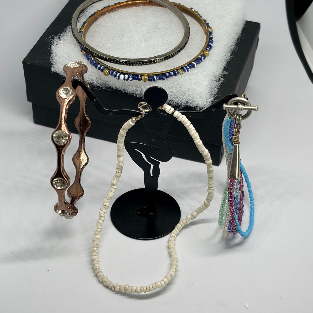Boho Bracelet Lot 5pc Stack Beaded Bangle Cuff Festival Coastal Layered Jewelry